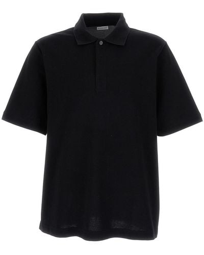 Burberry Polo T-Shirt With Striped Cuffs - Black