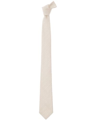 Tagliatore Cravatta Modello Classico Con Motivo A Pois - Bianco