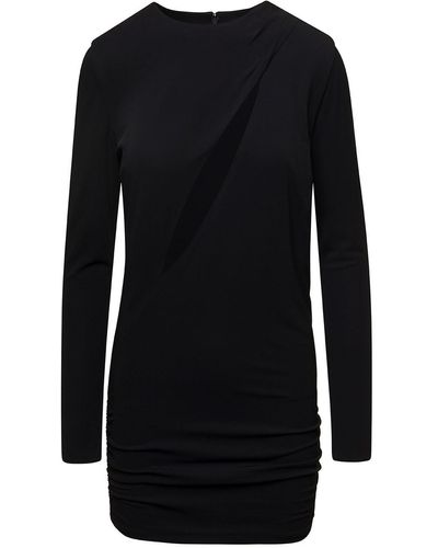 Versace Black Fitted Minidress With Cut-out Detail In Viscose