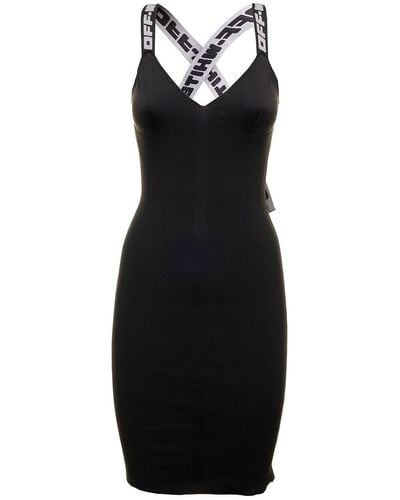 Off-White c/o Virgil Abloh Logo Straps V-neck Mini Dress - Black
