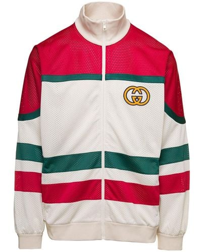 Gucci Sweatshirt With Mock Collar And Interlocking G Patch - Red