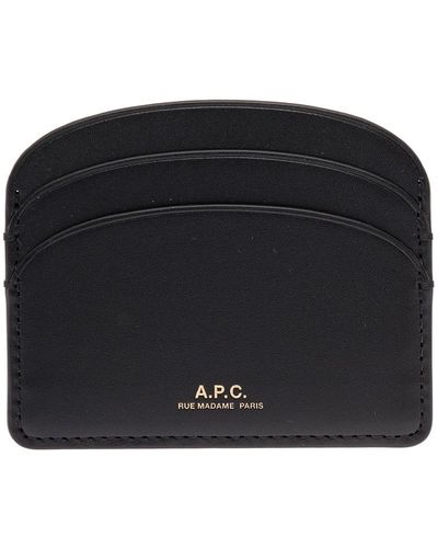 A.P.C. Woman's Demi Lune Black Hammered Leather Cardholder