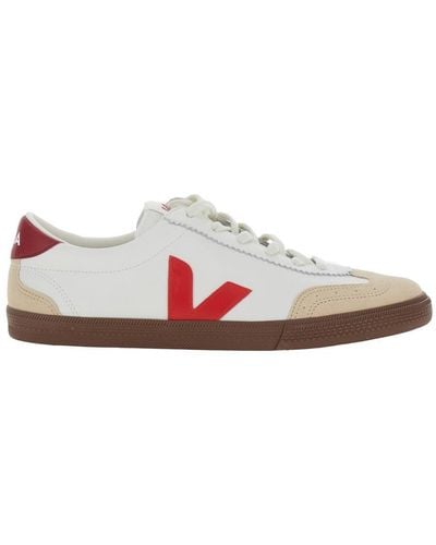 Veja 'Volley' Low Top Trainers With V Logo Detail - White