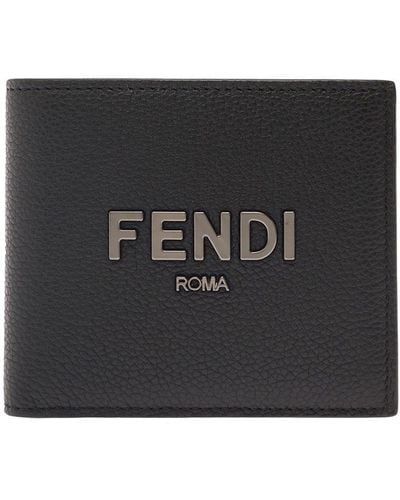 Fendi Bi-Fold Wallet With Logo - Black