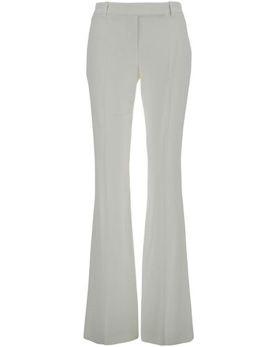 Alexander McQueen White Bootcut Trousers In Viscose Blend - Grey