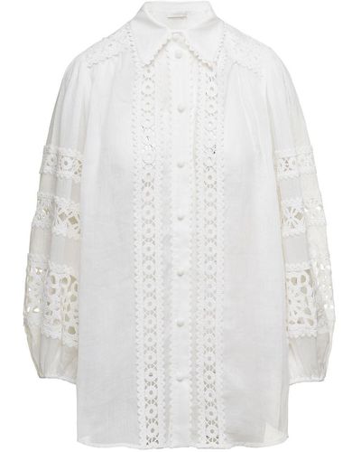 Zimmermann 'devi' White Shirt In Ramie Woman