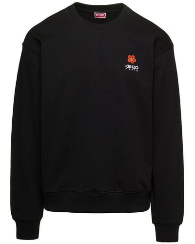 KENZO Crewneck Sweatshirt With Logo Patch - Black