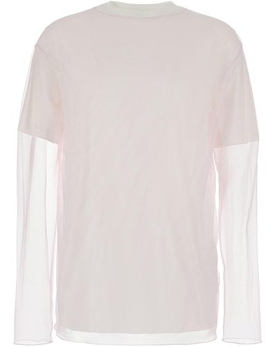 Jil Sander T-Shirt A Maniche Corte Con Stampa Sul Retro Bianca - Bianco