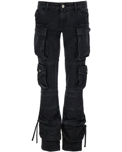 The Attico 'Essie' Fitted Jeans With Cargo Pockets - Black