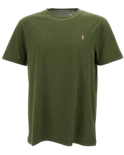 Polo Ralph Lauren Dark Crewneck T-Shirt With Pony Embroidery In - Green