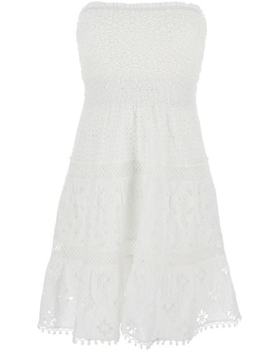 Temptation Positano Short Embroidered Dress - White