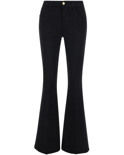 FRAME 'Le High Flare' Jeans With Flared Bottom - Black