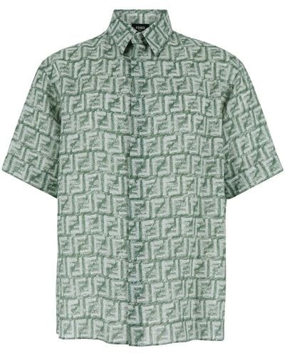 Fendi Camicia Con Stampa Ff - Verde