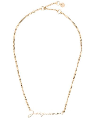 Jacquemus Gold-tone Le Chaine Necklace With Logo Plaque In Brass Woman - White