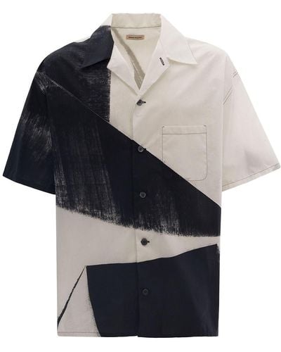 Alexander McQueen Camicia bianca/nera stampata - Bianco
