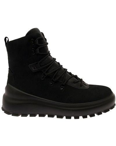 Stone Island 'military' Lace-up Boots With Platform Man - Black