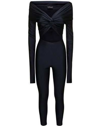 ANDAMANE 'kendall' Off-shoulders Jumpsuit With Cut-out In Stretch Polyamide - Black