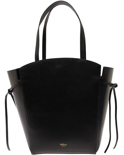 Mulberry 'Clovelly' Shoulder Bag With Laminated Logo - Black