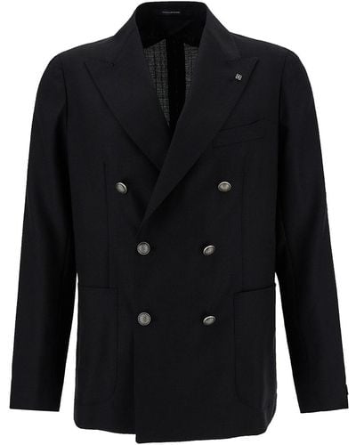 Tagliatore 'Montecarlo' Double-Breasted Jacket With-Color - Black