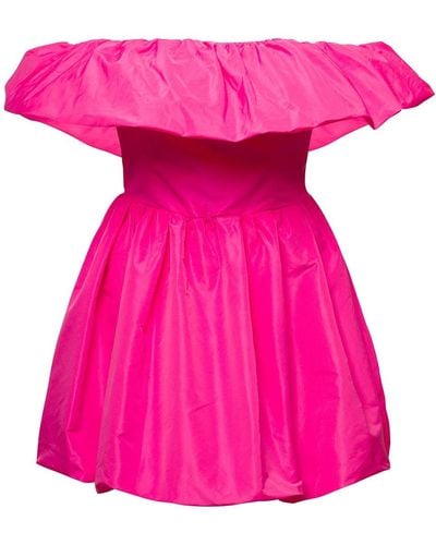 MSGM Off-The Shoulders Mini Dress With Baloon Skirt - Pink
