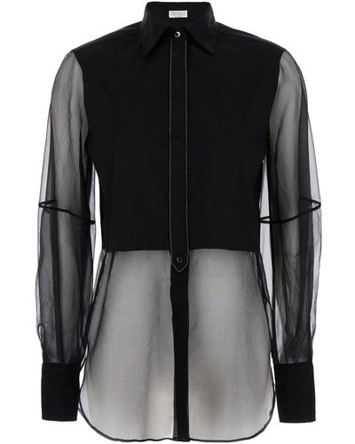 Brunello Cucinelli Shirt With Shiny Trims - Black