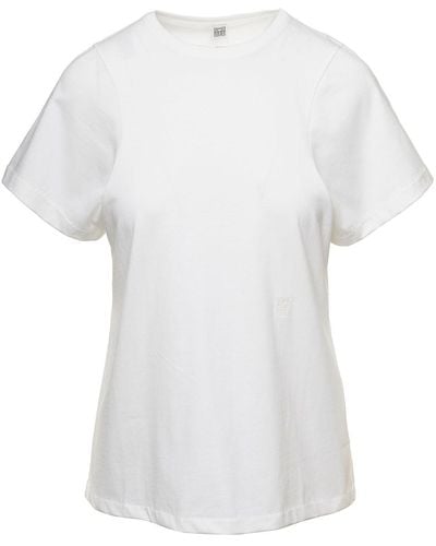 Totême T-shirt girocollo bianca in cotone - Bianco