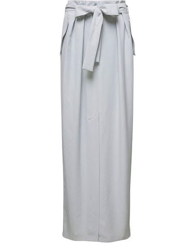 Dries Van Noten 'Savannas' Loose Maxi Skirt With Bow Detail And P - Grey