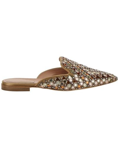 Alberta Ferretti Brown Mules With Embroideries In Leather And Acetate Woman