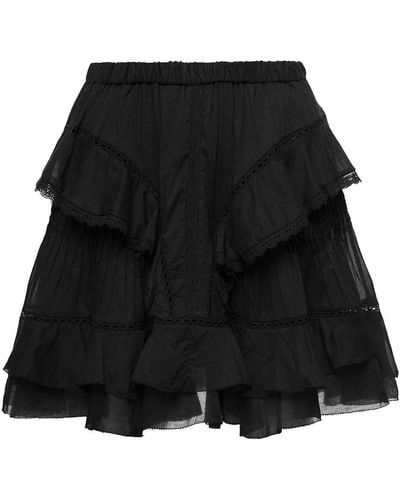 Isabel Marant Moana Ruffled Miniskirt In Cotton Woman - Black