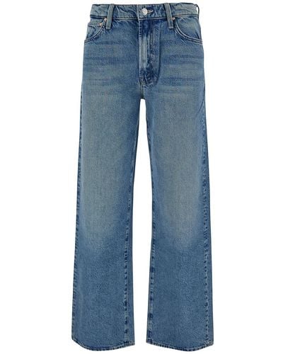 Mother 'The Doudger' Light Straight Jeans With Logo Label - Blue