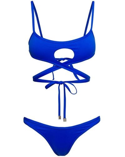 The Attico Bikini Set Con Dettaglio Cut-Out E Lacci - Blu