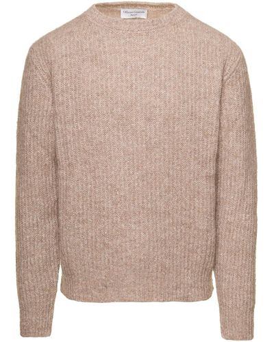 Officine Generale Fisherman's Knit Jumper In Wool And Cotton - Pink