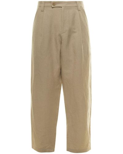 A.P.C. 'Renato' Cropped Trousers With Pinces - Natural