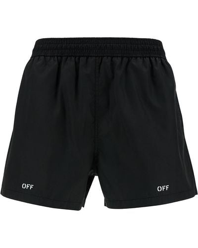 Off-White c/o Virgil Abloh Off- Swimsuit Trunks With Contrasting Print - Black