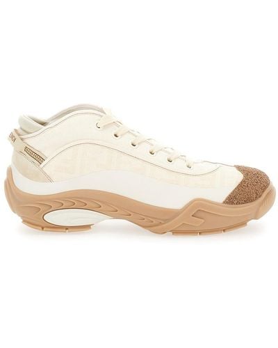 Fendi Tag Leather Sneaker - Natural