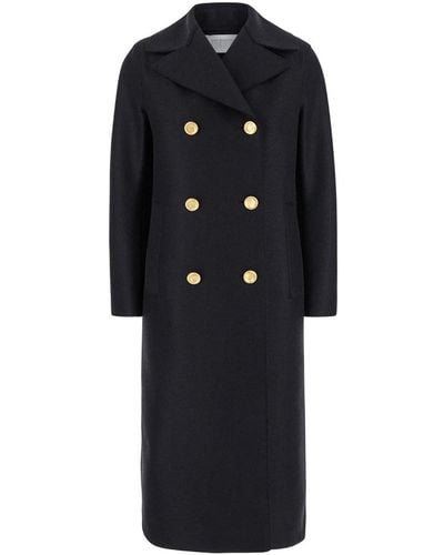 Harris Wharf London Military Coat With Golden Buttons Pressed Wo - Black