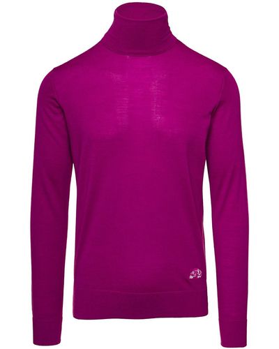 Gabriele Pasini Fuchsia Turtleneck Sweater In Wool, Silk And Cashmere Man - Purple