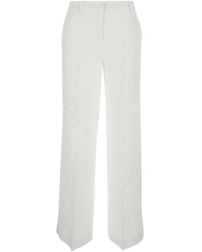 Plain Trousers With Wide Leg - White