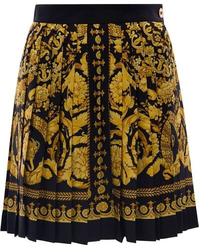 Versace Barocco Print Pleated Mini Skirt - Multicolor