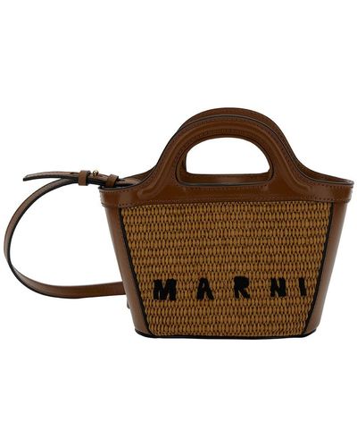 Marni Borsa A Mano 'Tropicalia Micro' Con Logo Lettering - Marrone