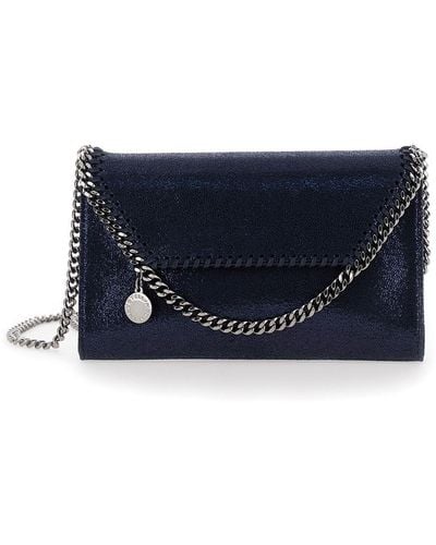 Stella McCartney 'Mini Falabella' Crossbody Bag With Logo Charm - Blue
