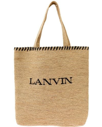 Lanvin Tote Bag With Embroidered Logo - Natural