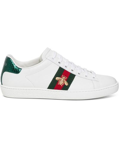 Gucci Ace Embroidered Bee Leather Sneaker - White