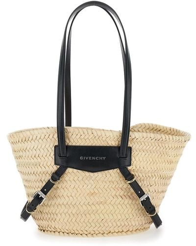 Givenchy 'Voyou' Shoulder Bag With Laminated Logo - Natural