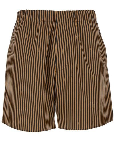 Fendi Striped Shorts - Brown