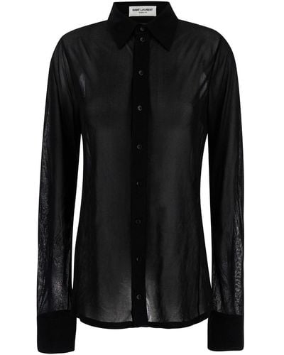 Saint Laurent Shirt With Transparent Effect - Black