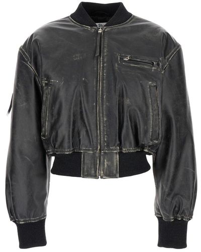 Acne Studios Padded Bomber Jacket With Pockets And Zip - Black