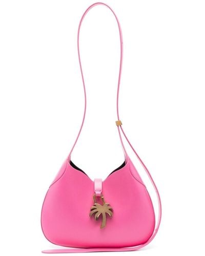 Palm Angels Borsa a spalla hobo palm tree in pelle donna - Rosa
