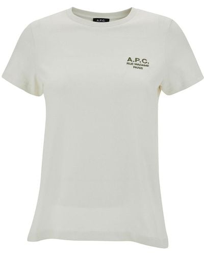 A.P.C. Crewneck T-Shirt With Logo Print - White