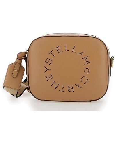 Stella McCartney Mini Crossbody Bag With Perforated Logo - Brown